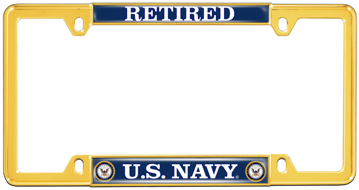 U.S. Navy Retired - Car Metal License Plate Frame